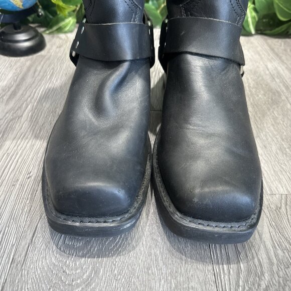 Vtg Men’s Durango Black Leather Harness 10.5 EE Ankle Engineer Boots Square Toe - Picture 3 of 12